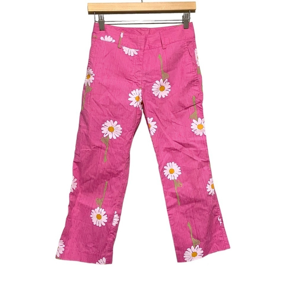 Lilly Pulitzer Vintage Pink Daisy Flower Cropped Pants